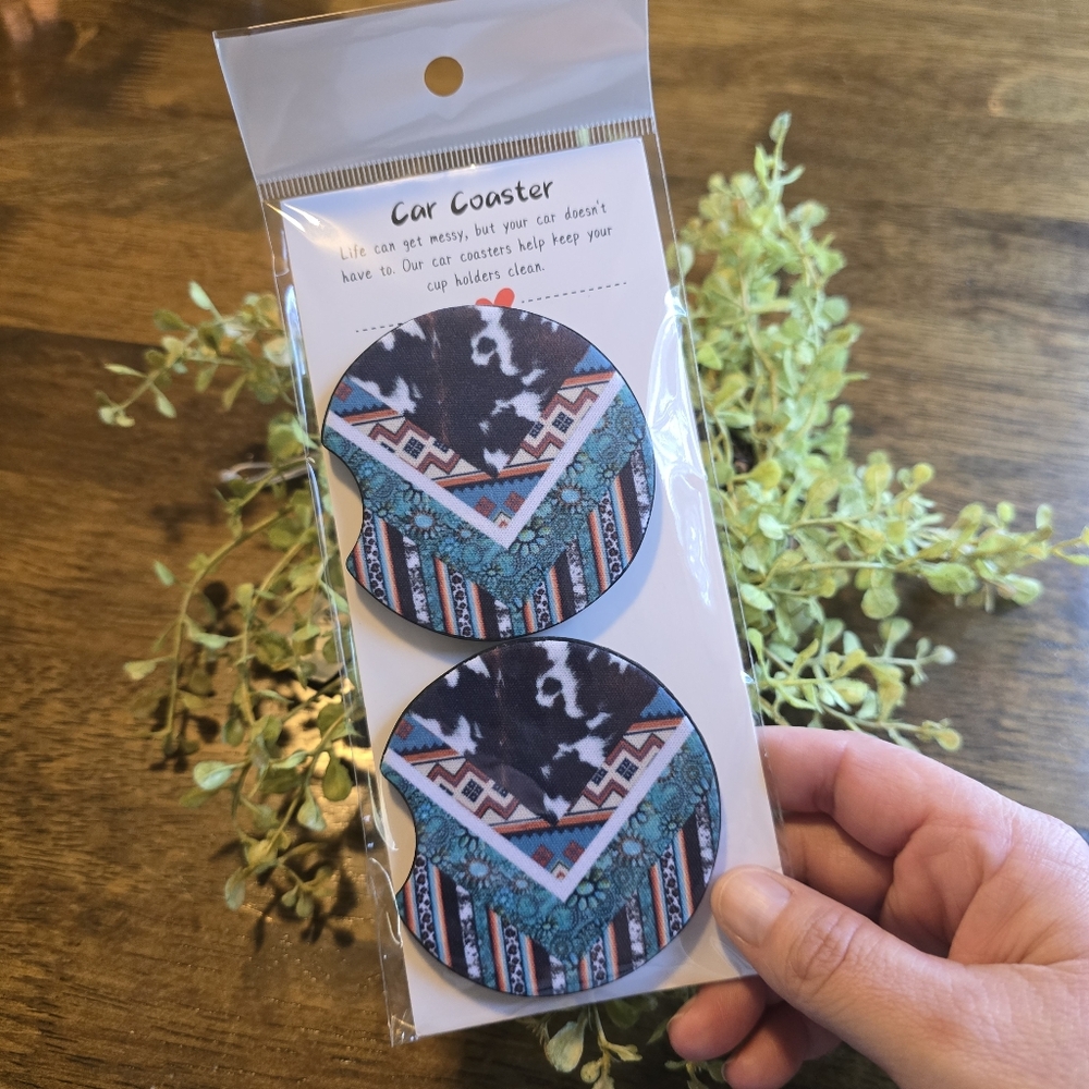 Aztec Pattern Car Coasters